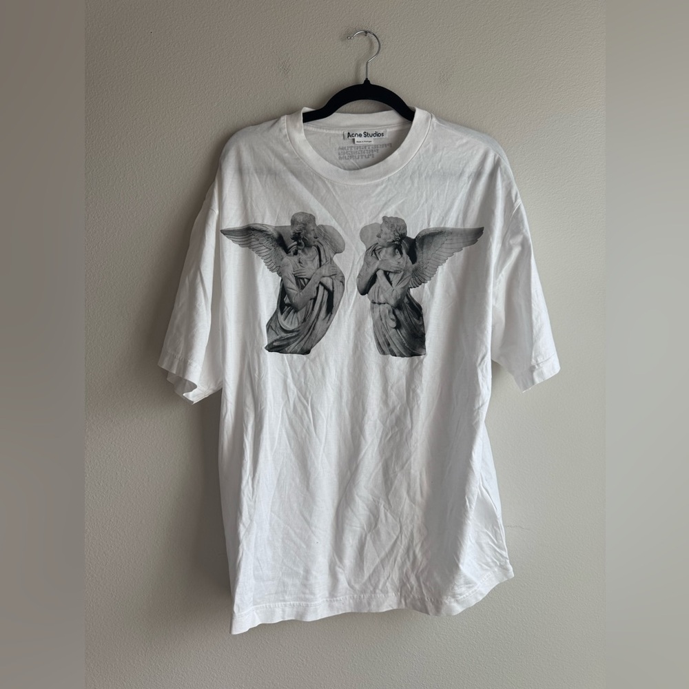 Acne Studios Extorr Statue Tee White Gray Graphic 100% Cotton size men’s small - Picture 2 of 5